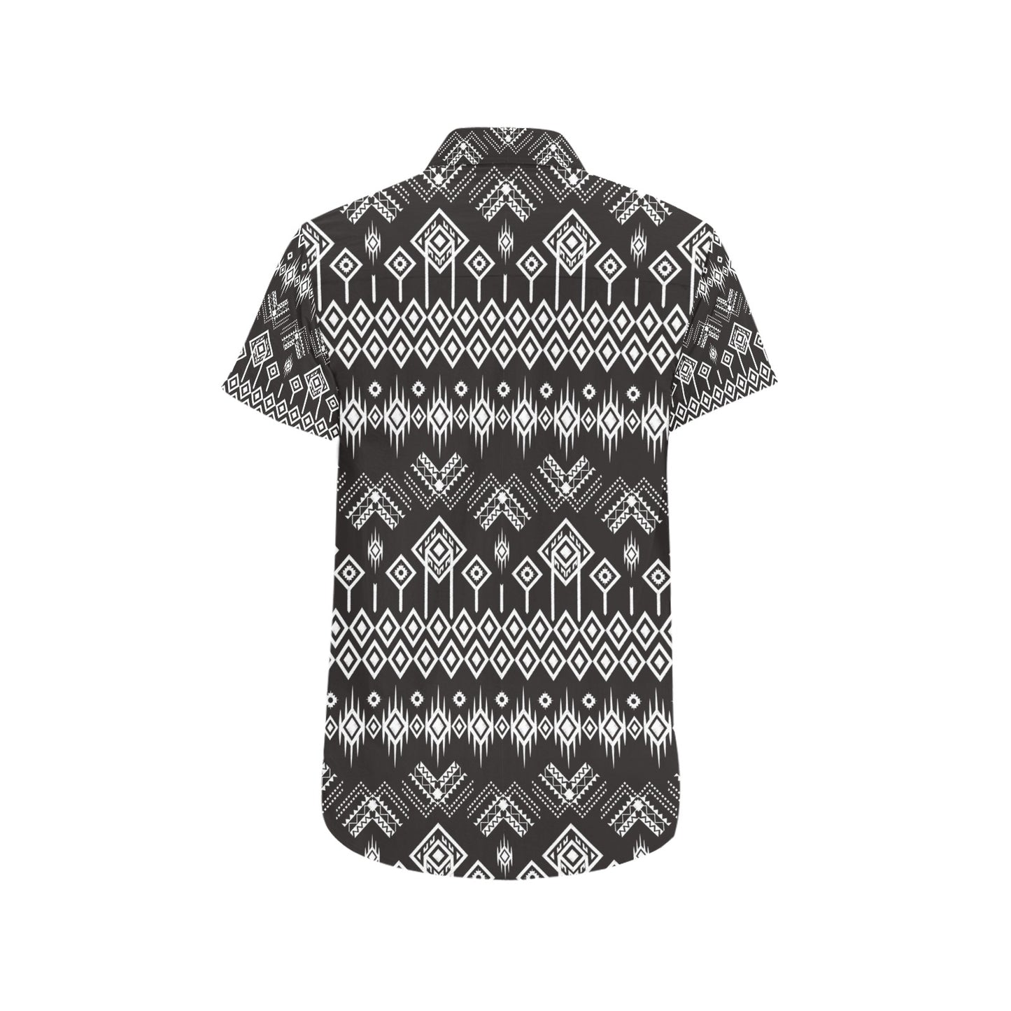 Tribal Pattern Print Design LKS304 Men Short Sleeve Button Up Shirt