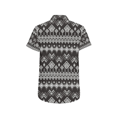 Tribal Pattern Print Design LKS304 Men Short Sleeve Button Up Shirt
