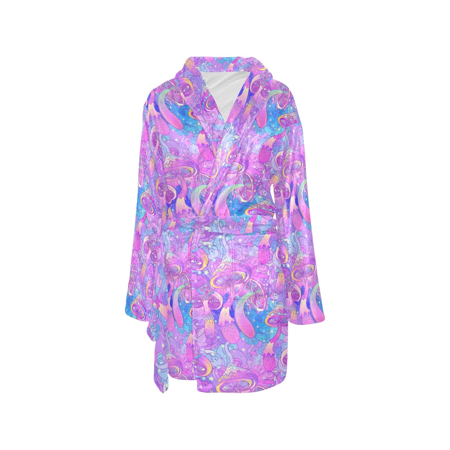 Psychedelic Trippy Mushroom Print Women's Fleece Robe