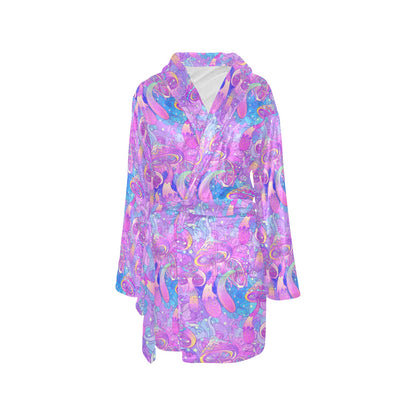 Psychedelic Trippy Mushroom Print Women's Fleece Robe