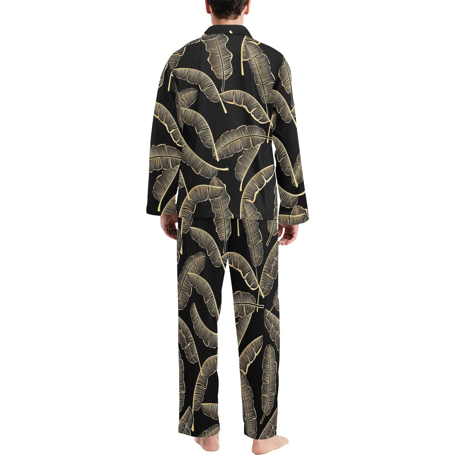 Banana Leaf Pattern Print Design BL07 Men's Long Pajama Set