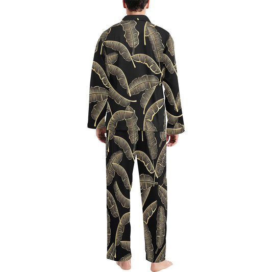 Banana Leaf Pattern Print Design BL07 Men's Long Pajama Set
