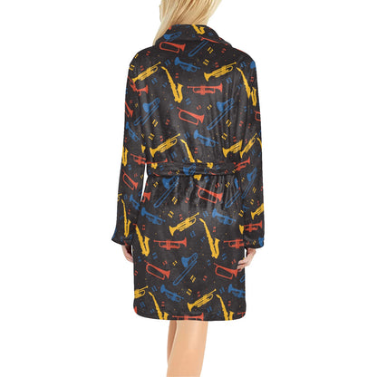 Saxophone Print Design LKS407 Women's Fleece Robe