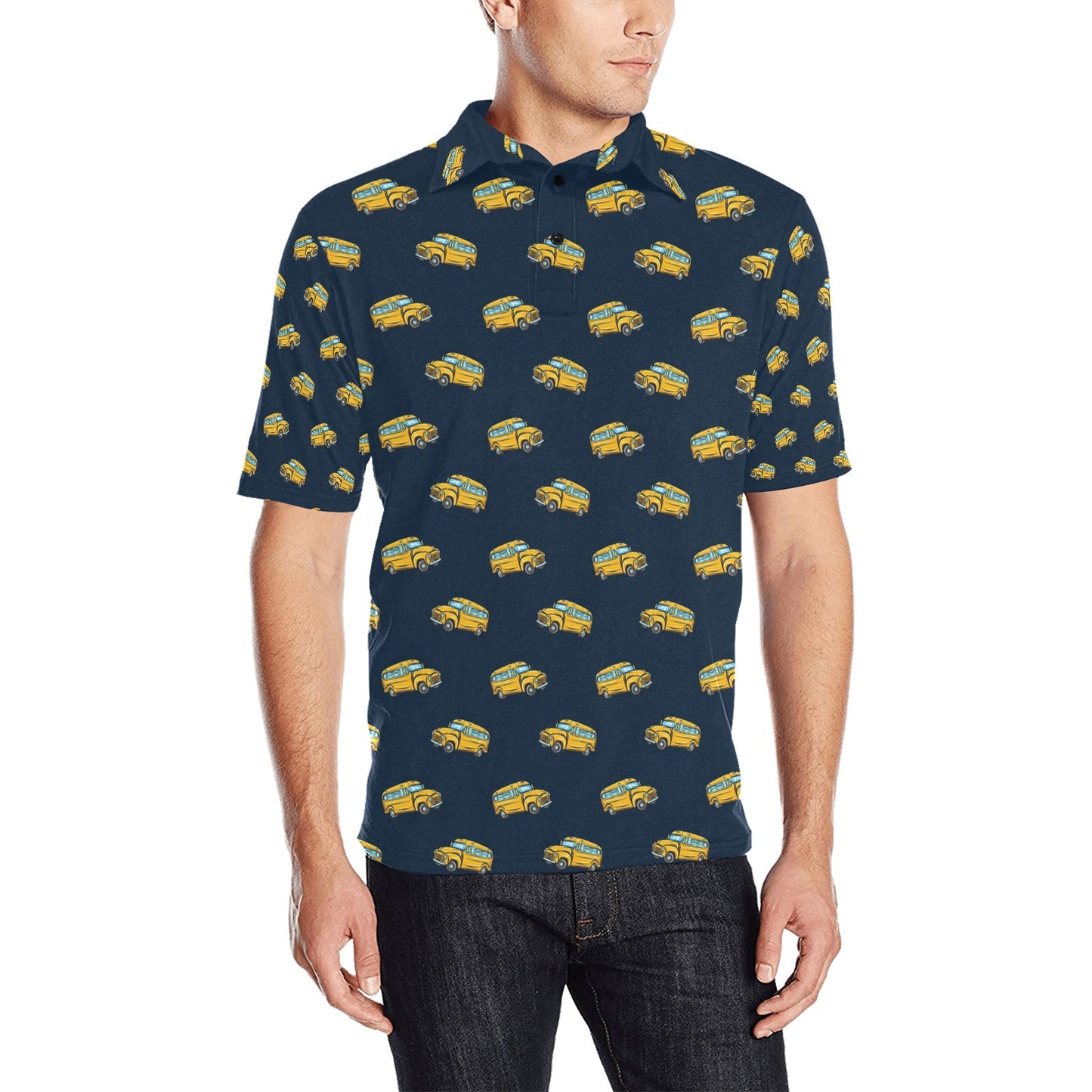 School Bus Print Design LKS304 Men Polo Shirt