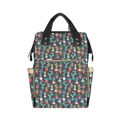 Cactus Pattern Print Design 02 Diaper Bag Backpack