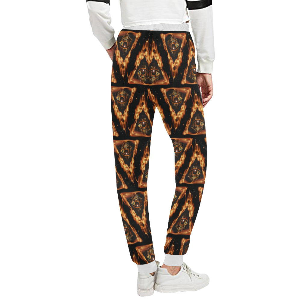 Eye of Horus in Flame Print Unisex Sweatpants