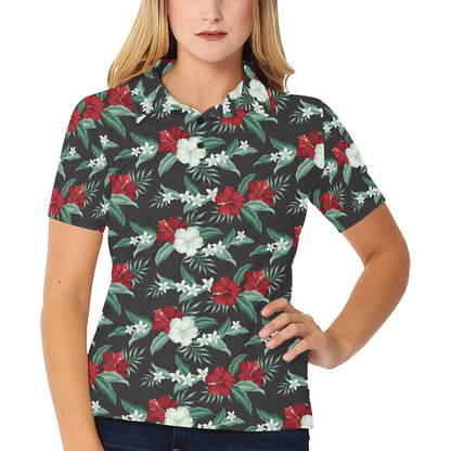 Tropical Flower Print Design LKS303 Women's Polo Shirt