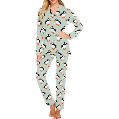 Puffin Pattern Print Design A03 Women's Long Pajama Set