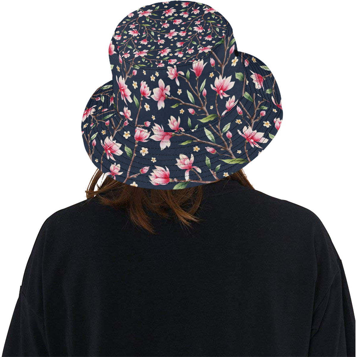 Magnolia Pattern Print Design MAG09 Unisex Bucket Hat