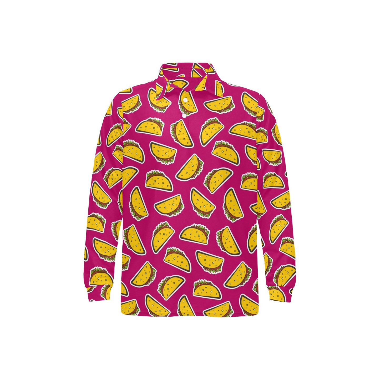 Taco Pattern Print Design TC01 Long Sleeve Polo Shirt For Men's