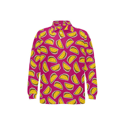 Taco Pattern Print Design TC01 Long Sleeve Polo Shirt For Men's