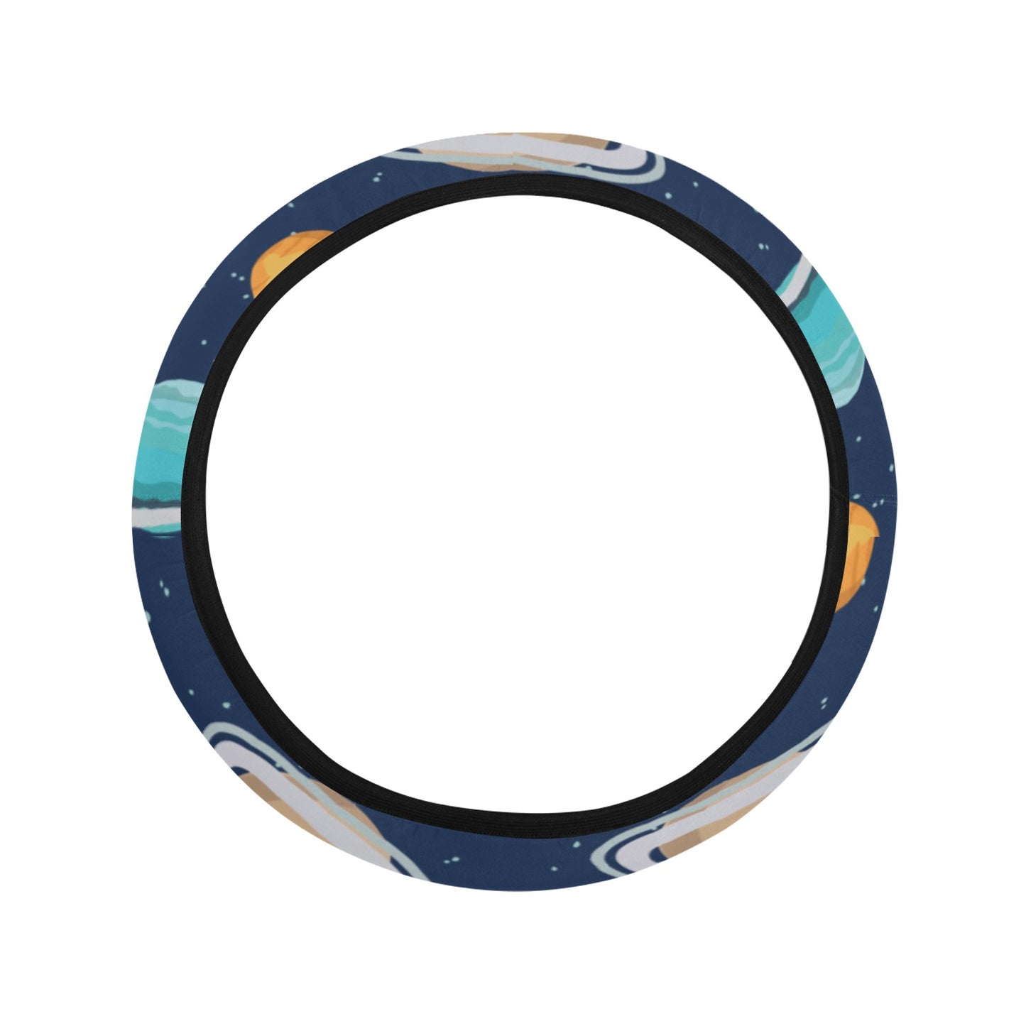 Planet With Star Print Design LKS303 Steering Wheel Cover with Elastic Edge