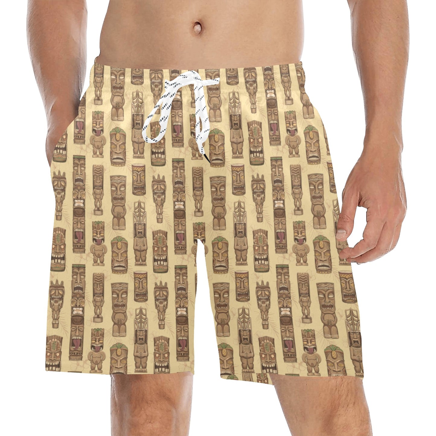 Totem Tiki Style Themed Design Men's Swim Trunks Beach Shorts