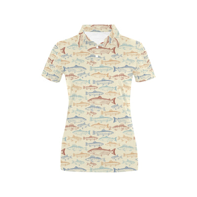 Salmon Fish Print Design LKS302 Women's Polo Shirt