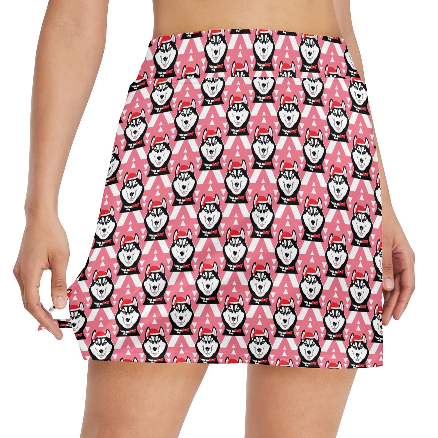 Siberian Huskies Christmas Themed Print Design LKS302 17" Golf & Pickleball Skort with Pockets