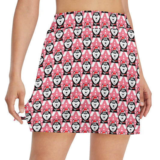 Siberian Huskies Christmas Themed Print Design LKS302 17" Golf & Pickleball Skort with Pockets