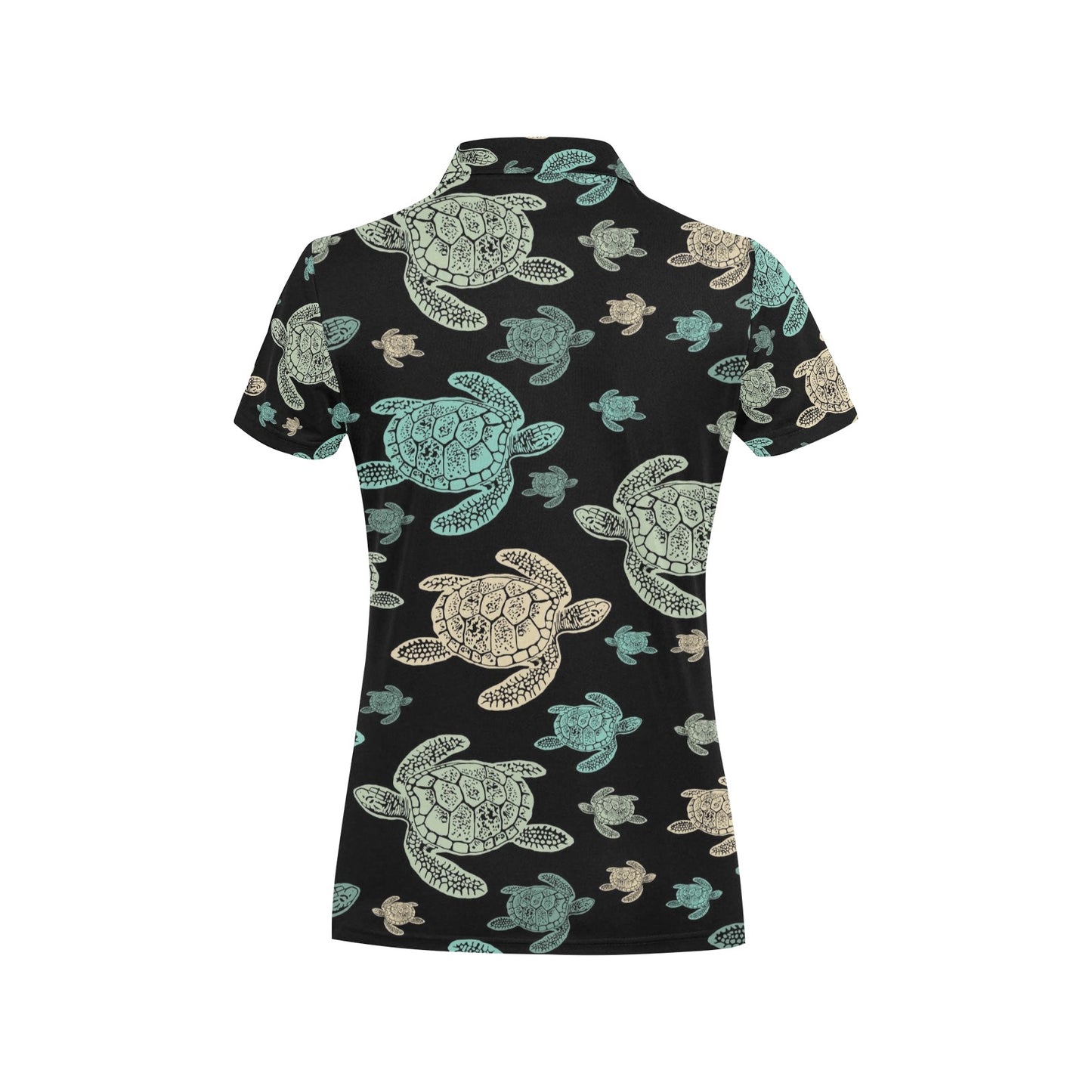 Sea Turtle Stamp Pattern Women's Polo Shirt