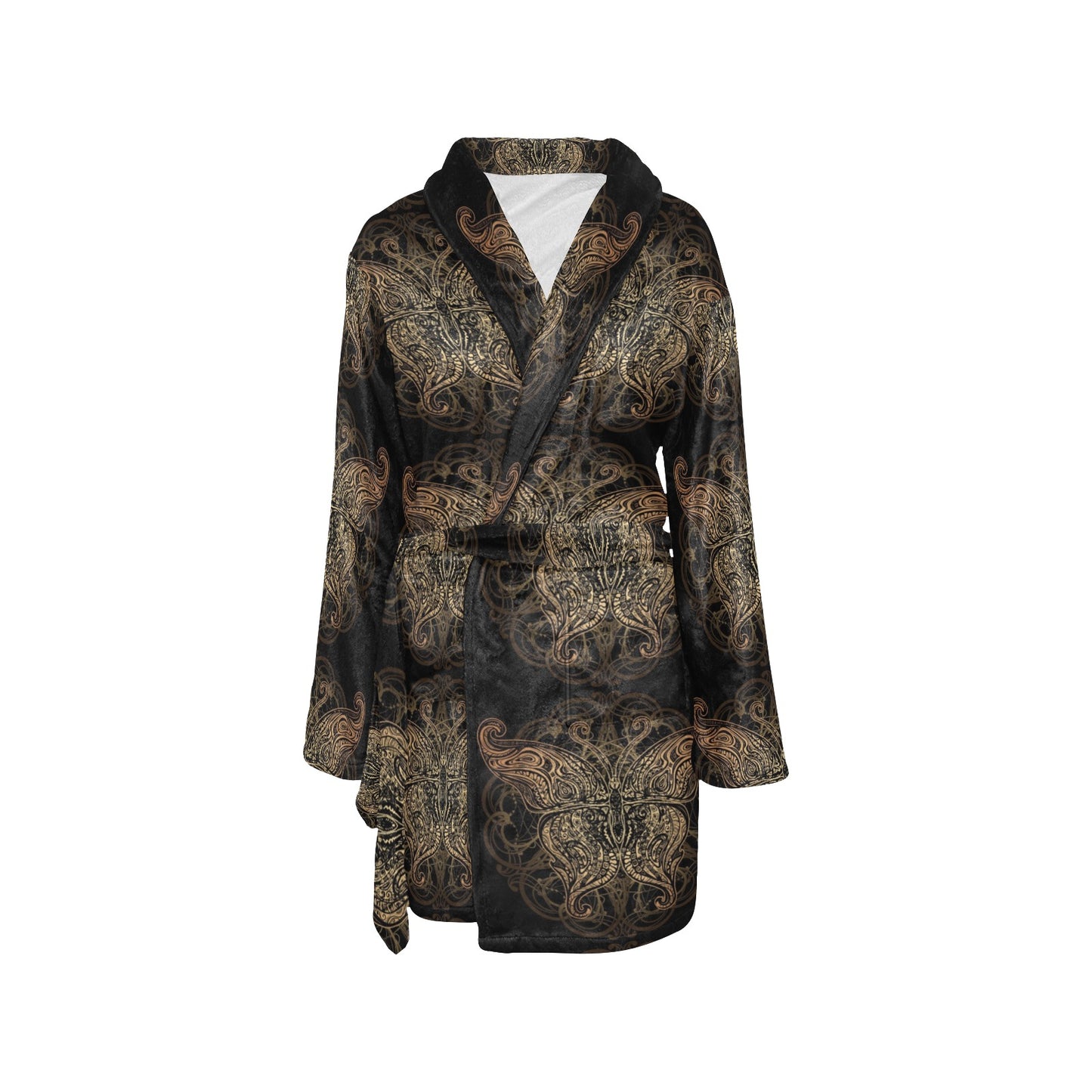 Gold Butterfly Ornamental Women's Fleece Robe