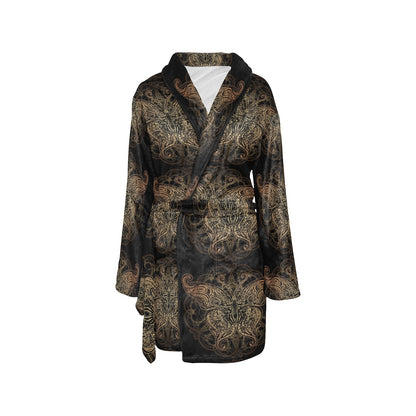 Gold Butterfly Ornamental Women's Fleece Robe