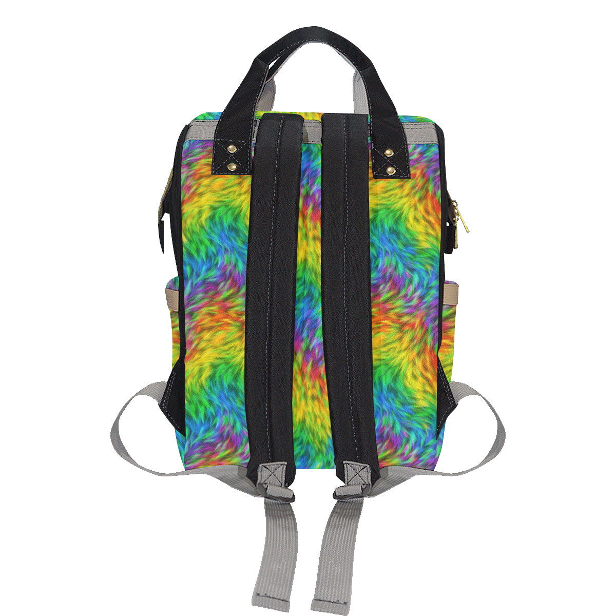 Rainbow Fur Design Print Diaper Bag Backpack