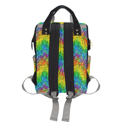 Rainbow Fur Design Print Diaper Bag Backpack