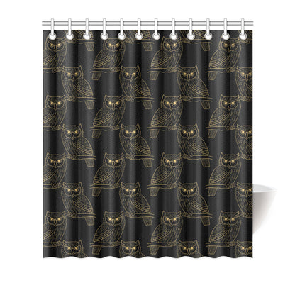 Gold Owl Pattern Shower Curtain