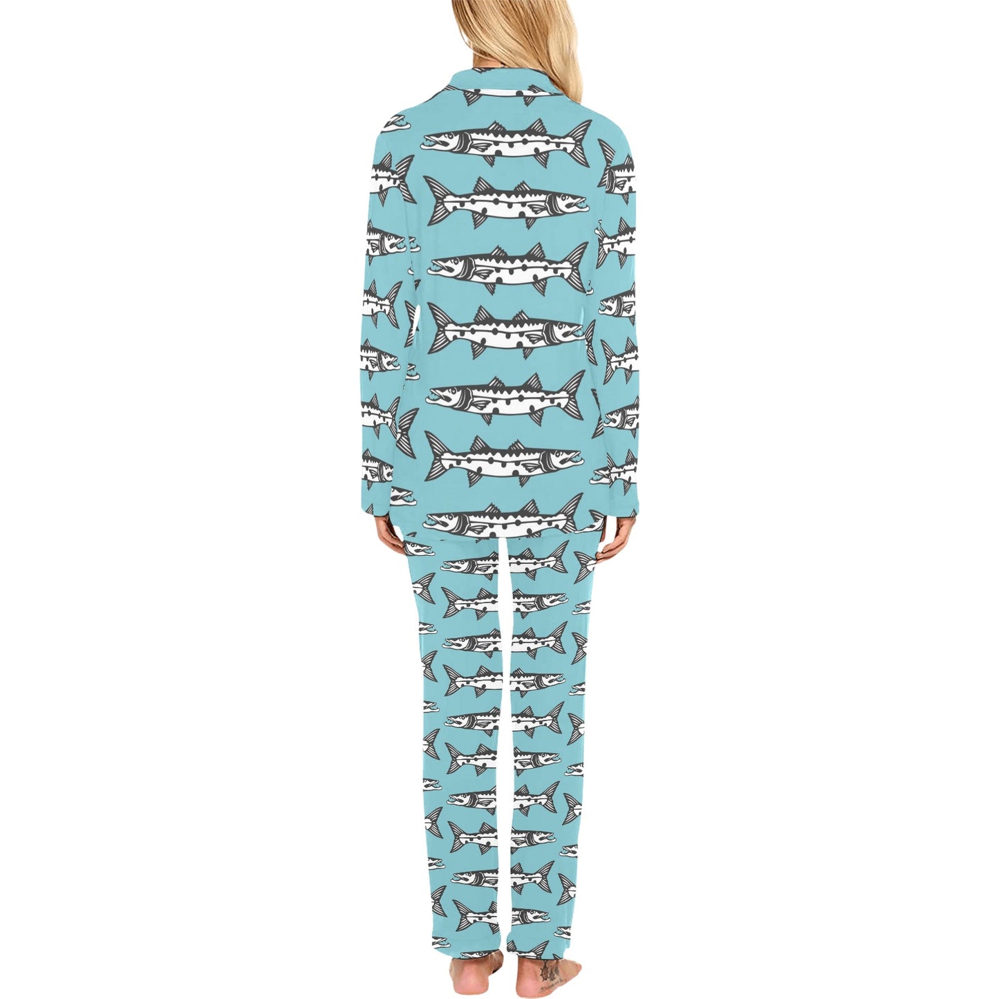 Barracuda Pattern Print Design 03 Women's Long Pajama Set