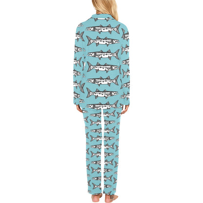 Barracuda Pattern Print Design 03 Women's Long Pajama Set