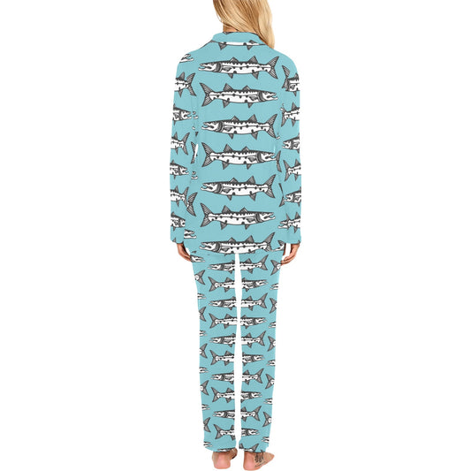 Barracuda Pattern Print Design 03 Women's Long Pajama Set