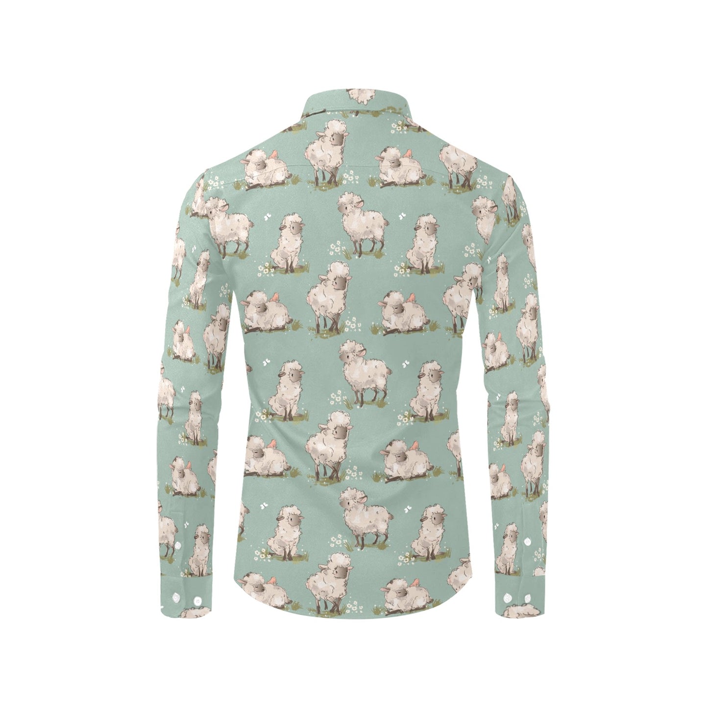 Sheep Print Design LKS405 Men's Long Sleeve Dress Shirt