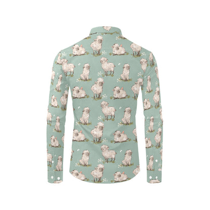 Sheep Print Design LKS405 Men's Long Sleeve Dress Shirt
