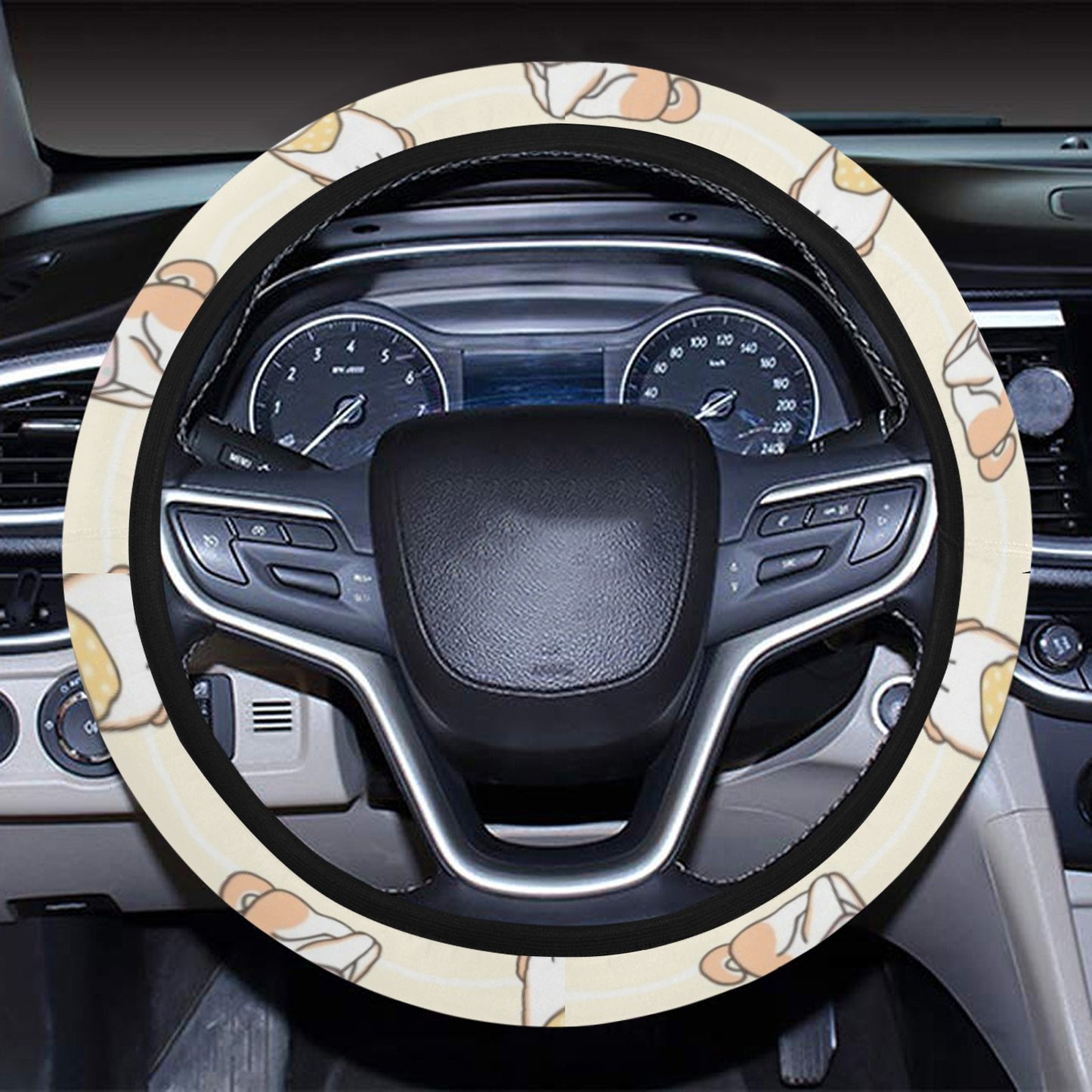 Shiba Inu Print Design LKS306 Steering Wheel Cover with Elastic Edge