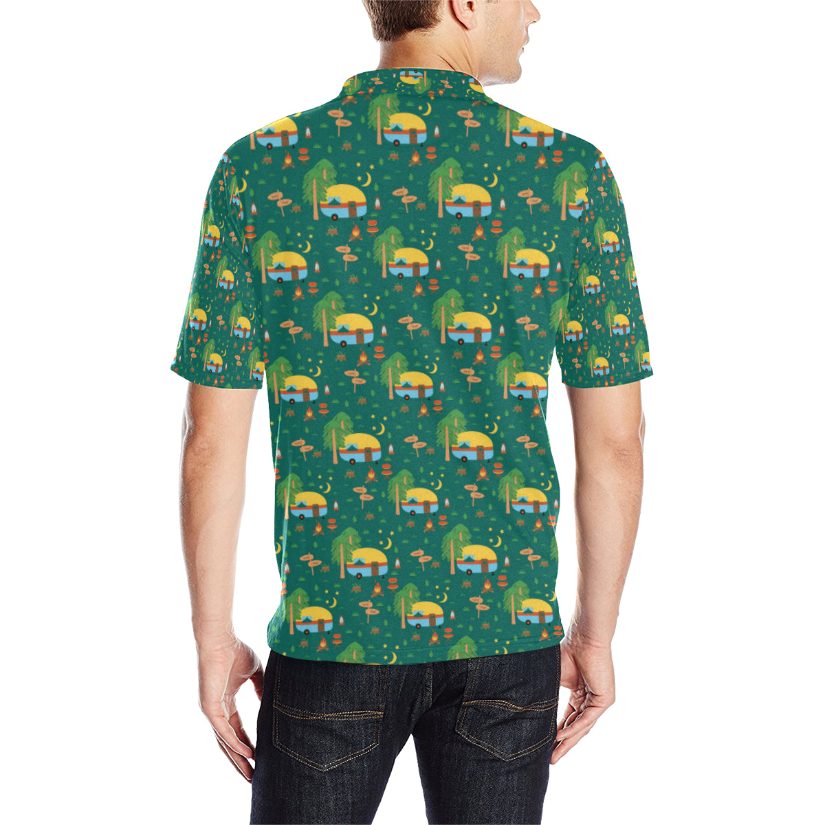 Camping Camper Pattern Print Design 06 Men Polo Shirt