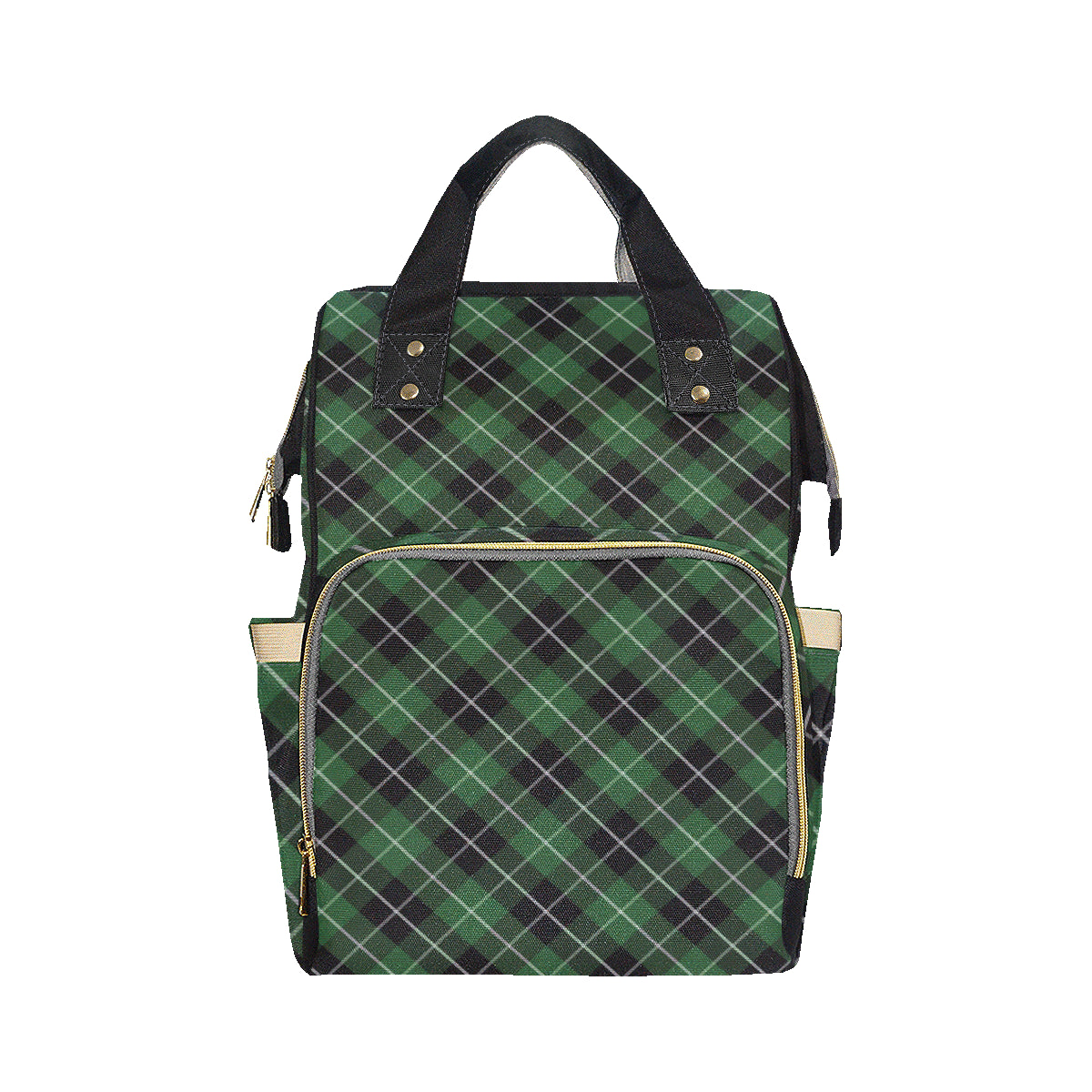 Plaid Green Pattern Print Design A05 Diaper Bag Backpack