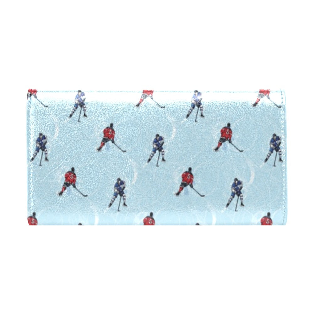 Hockey Player Print Design LKS302 Women's Trifold Wallet