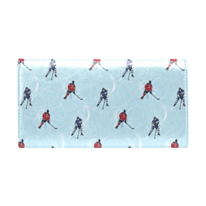 Hockey Player Print Design LKS302 Women's Trifold Wallet