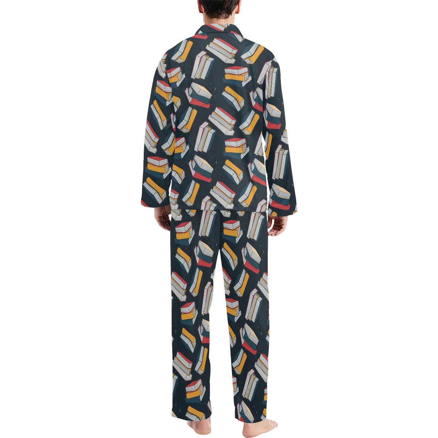 Book Pattern Print Design 07 Men's Long Pajama Set