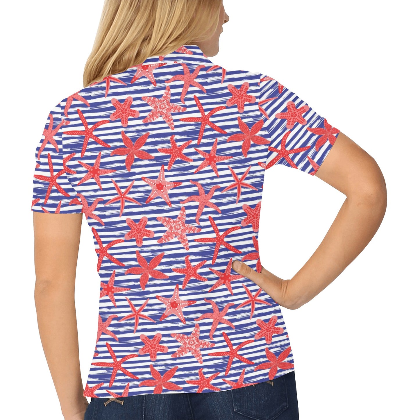 Starfish Print Design LKS401 Women's Polo Shirt