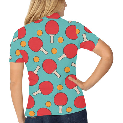 Ping Pong Pattern Print Design A01 Women's Polo Shirt