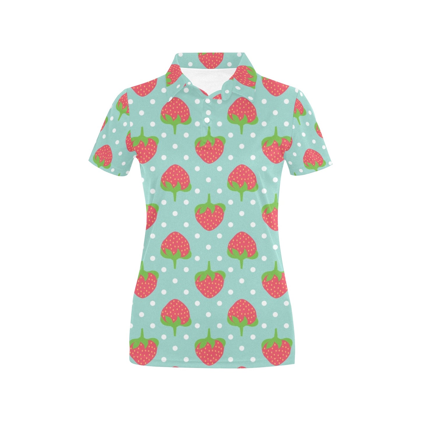 Strawberry Pattern Print Design SB06 Women's Polo Shirt