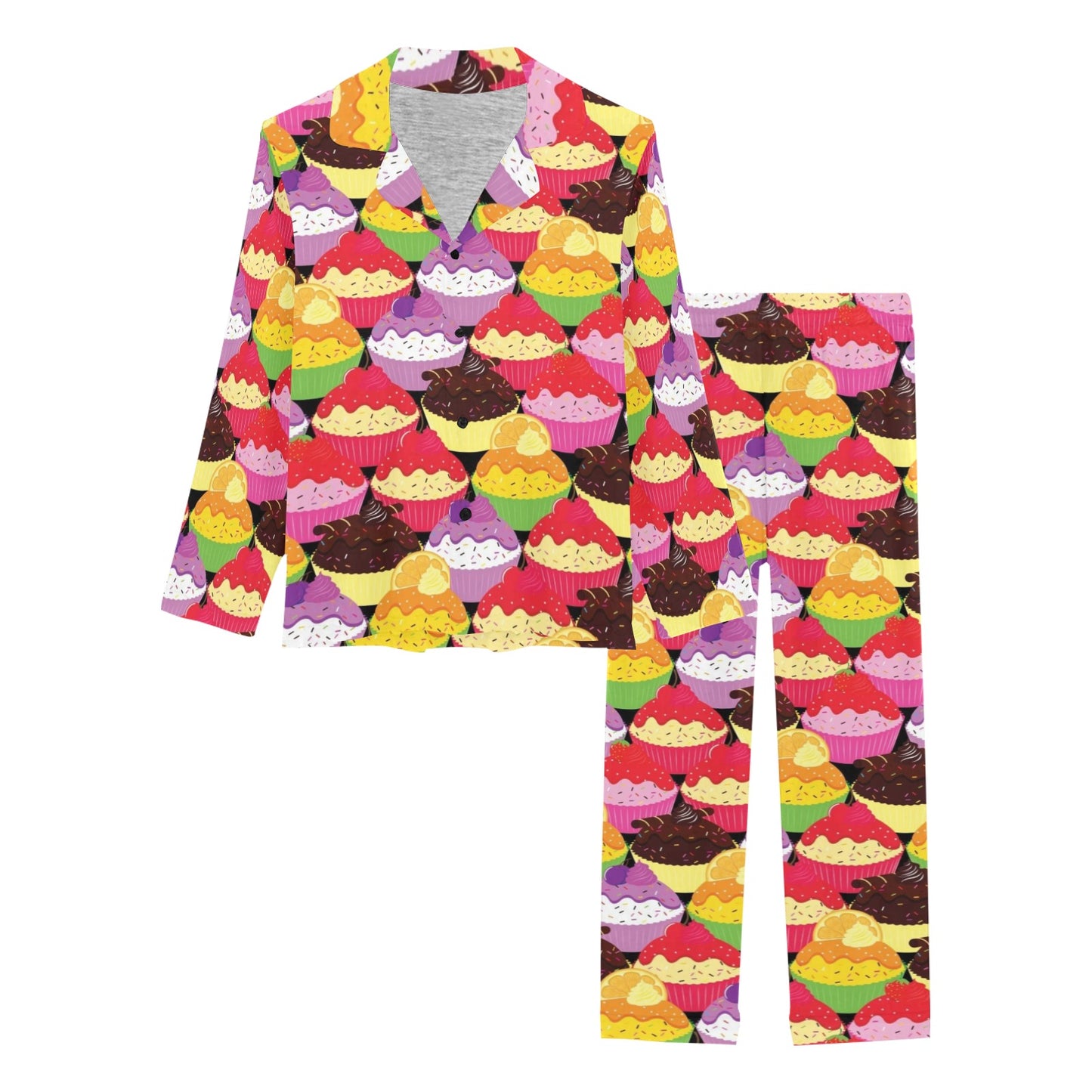 Cupcake Pattern Print Design CP02 Women's Long Pajama Set
