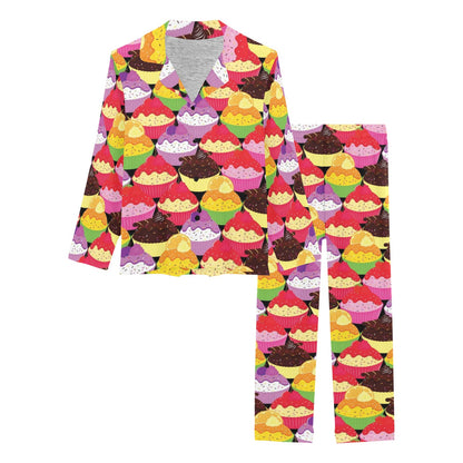 Cupcake Pattern Print Design CP02 Women's Long Pajama Set