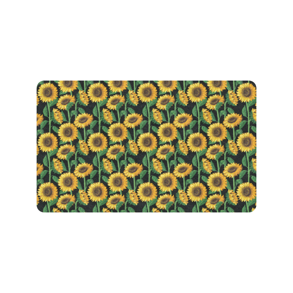 Sunflower Realistic Print Pattern Rubber Doormat