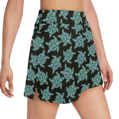 Sea Turtle Print Design LKS302 17" Golf & Pickleball Skort with Pockets