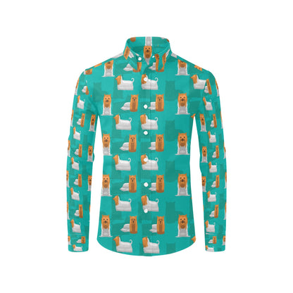 Silky Terriers Print Design LKS301 Men's Long Sleeve Dress Shirt