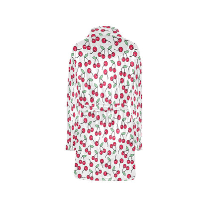 Cherry Pattern Print Design 03 Women's Fleece Robe