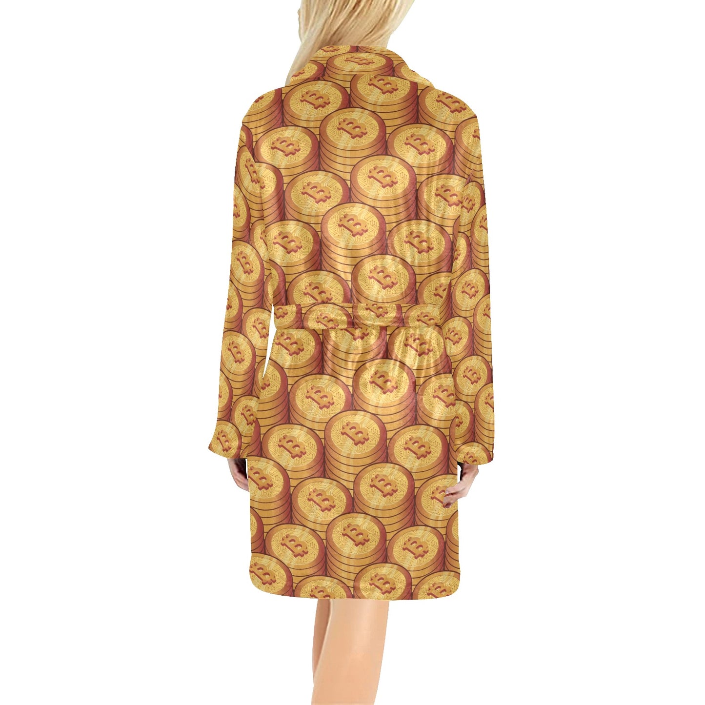 Bitcoin Pattern Print Design 02 Women's Fleece Robe