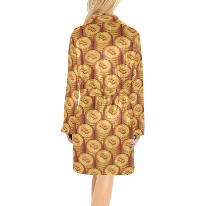 Bitcoin Pattern Print Design 02 Women's Fleece Robe
