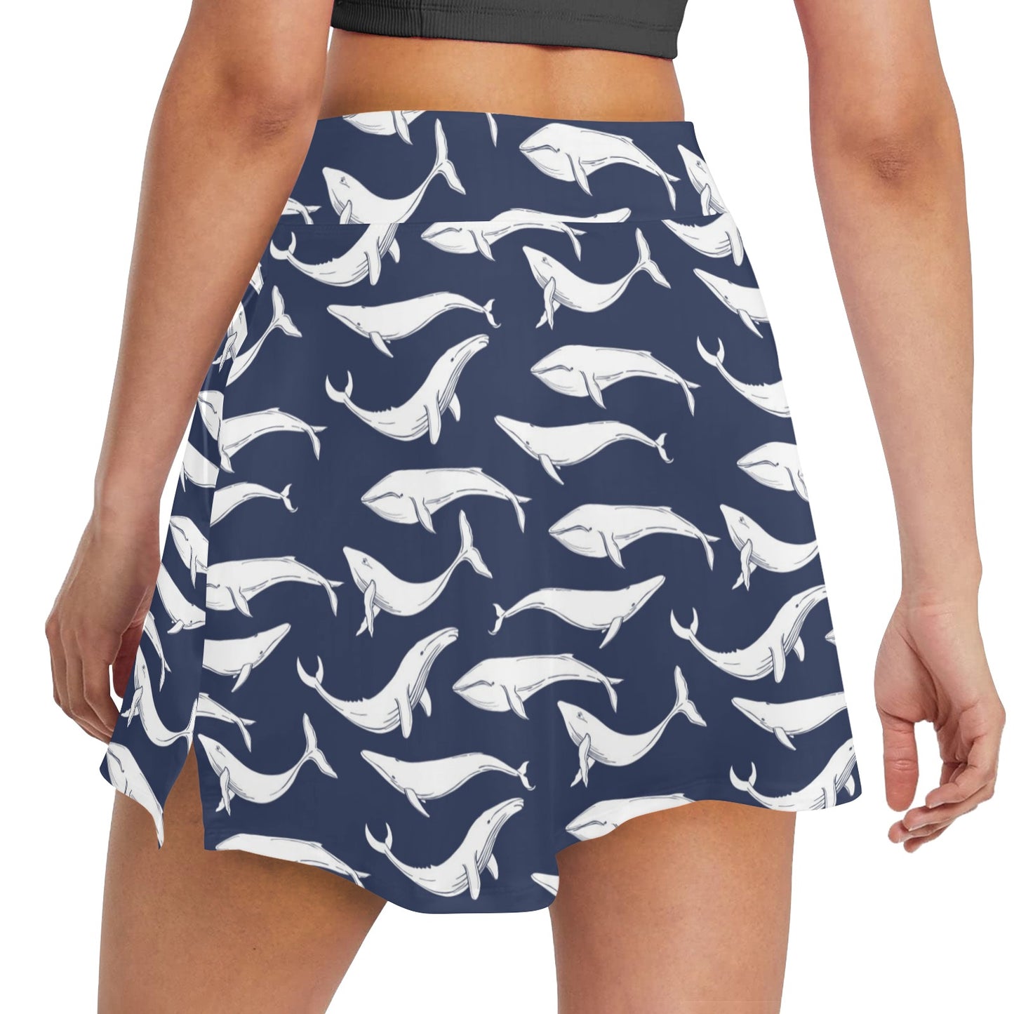 Whale Print Design LKS308 17" Golf & Pickleball Skort with Pockets