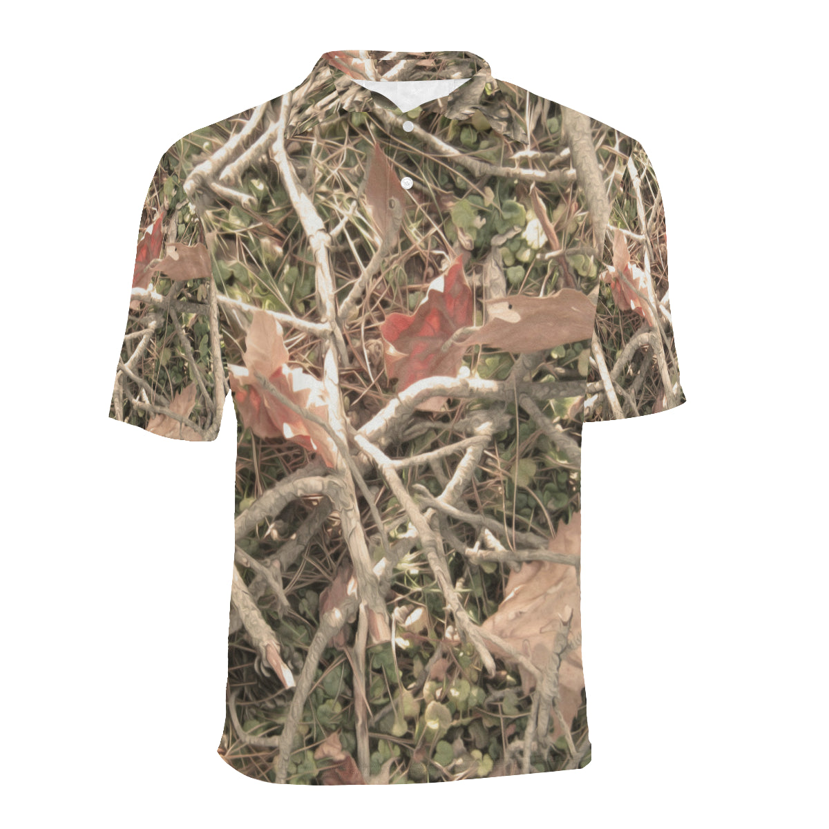 Camouflage Realistic Tree Authumn Print Men Polo Shirt